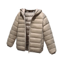 Dětská zimní péřová bunda, termo puffer coat, khaki