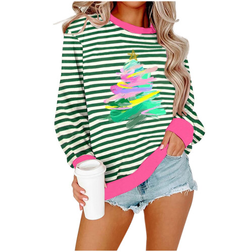 Dames sweatshirt met kerstprint, lange mouwen.
