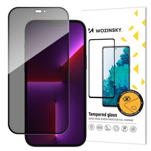 Película de vidro temperado Wozinsky com proteção contra privacidade, compatível com iPhone 14 Pro e antirreflexo. 1