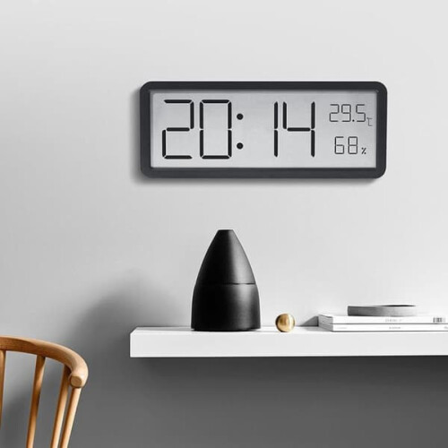 Digital Wall Clock with Humidity Display Black 2