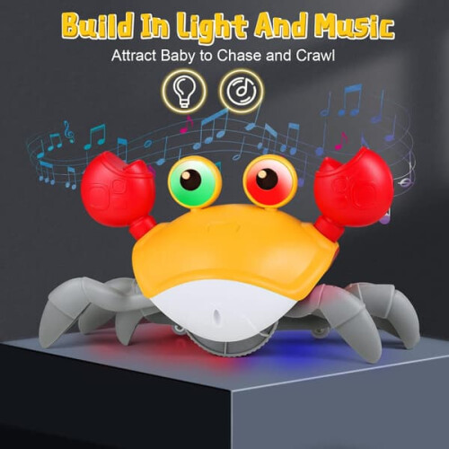 Crab Toy with Obstacle Avoidance Music Lights Orange 1pc 2