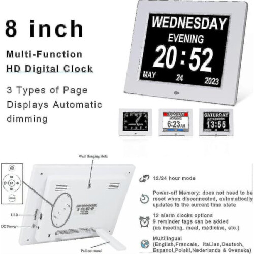Dementia Clock for Seniors with Large Digital Display, Day 1