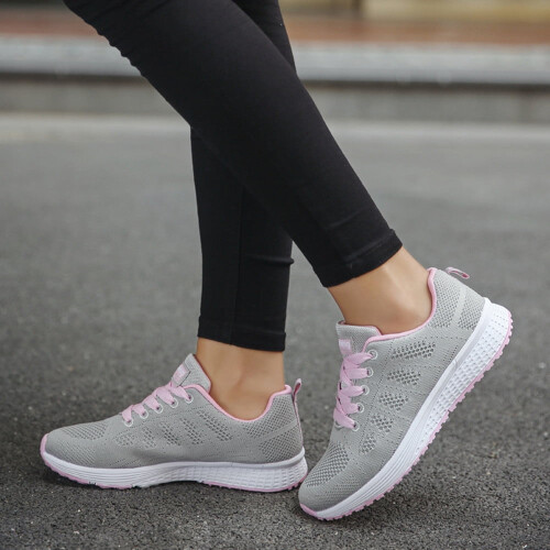 Women's mesh cross-strap flat sneakers white 1