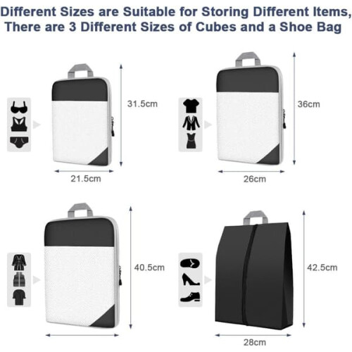Travel Bag Organizer Set Waterproof 4 Pcs Gray 1