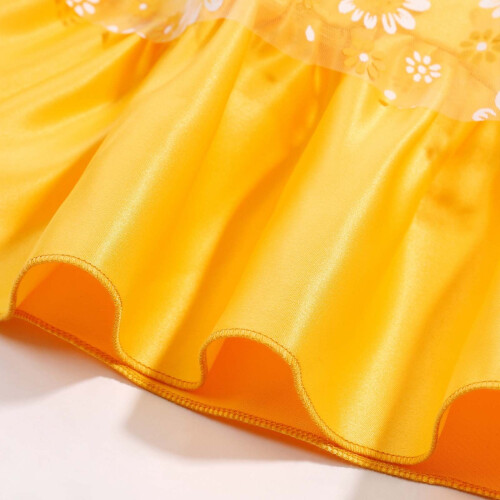 Mädchen-Abendkleid mit Blumenmuster, Schleife und Tüllrüschen 2
