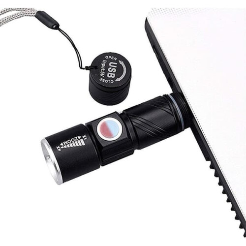 USB Rechargeable Q5 LED Flashlight Adjustable Beam 2