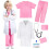 Kinderdoktersoutfit: witte laboratoriumjas met roze accenten 2