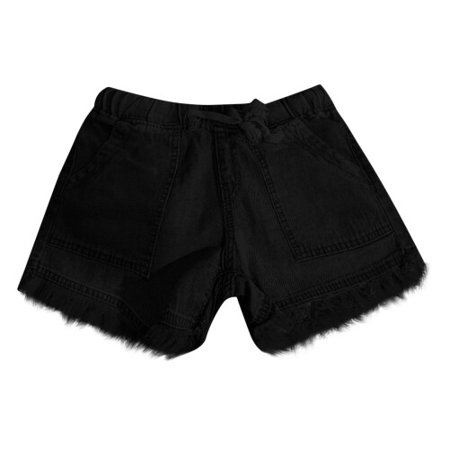 Damen-Jeansshorts mit hohem Bund, Fransen und elastischem Bund 2