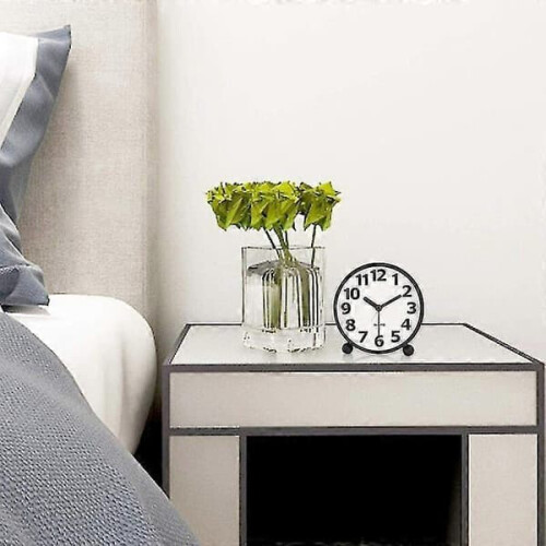 Silent Analog Alarm Clock Black Metal 10.8 cm 1