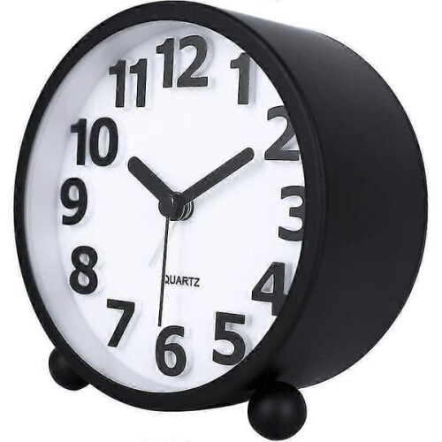 Silent Analog Alarm Clock Black Metal 10.8 cm 2