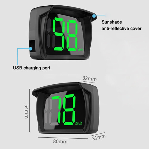 Ταχύμετρο HUD αυτοκινήτου με οθόνη LED KM/H MPH 2