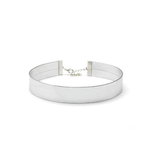 Silver metallic choker necklace one piece 1