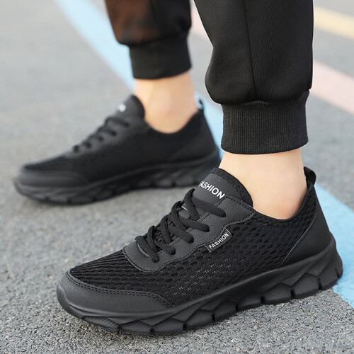 Men's Lightweight Breathable Mesh Running Shoes Black Size9 1