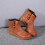 Women's Brown Combat Boots PU Leather Waterproof Ankle Boots 5