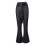 Damesbroek van effen zwart flared denim met elastische tailleband 6