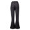 Damesbroek van effen zwart flared denim met elastische tailleband 7