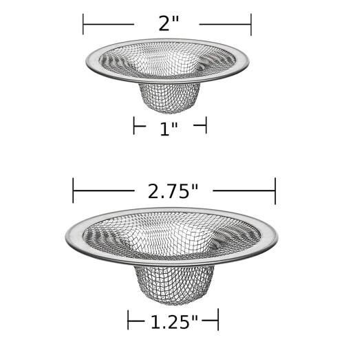 Rustfrit stål kurvfilter 2,75" top 1,25" mesh 1