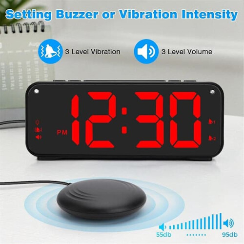 Alarm Clock for Heavy Sleepers with Bed Vibrator and 2