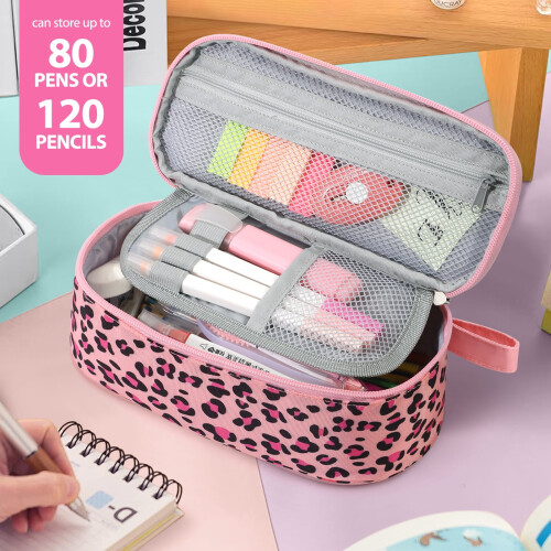 Livhil pencil pouch pink leopard 1 pack 1