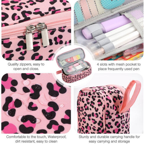 Livhil pencil pouch pink leopard 1 pack 2