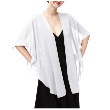 Witte doorschijnende chiffon sjaal voor dames, geschikt voor avondjurken.