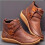 Women's Brown Combat Boots PU Leather Waterproof Ankle Boots 4