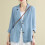 Damen-Leinenblazer, blau, langärmelig, leicht 1
