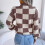 Damen-Strickpullover mit kariertem Weihnachtsmotiv, langärmelig 5