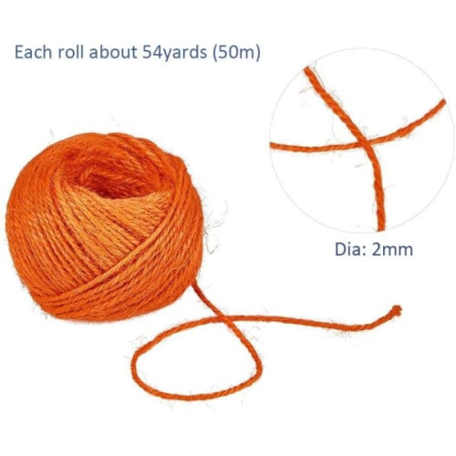 Orange jute twine eco-friendly 54 yards 2 mm 2