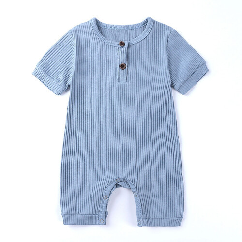 Baby summer romper plain short sleeve 0-24 months blue 2