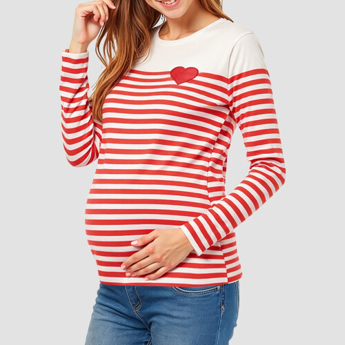 Damblus med hjärtmönster, långärmad, gravid 1