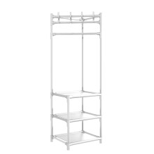 Freestanding coat rack with 2 shelves for entryway