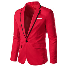 Blazer masculino amarelo liso, corte slim, com um botão, estilo casual.