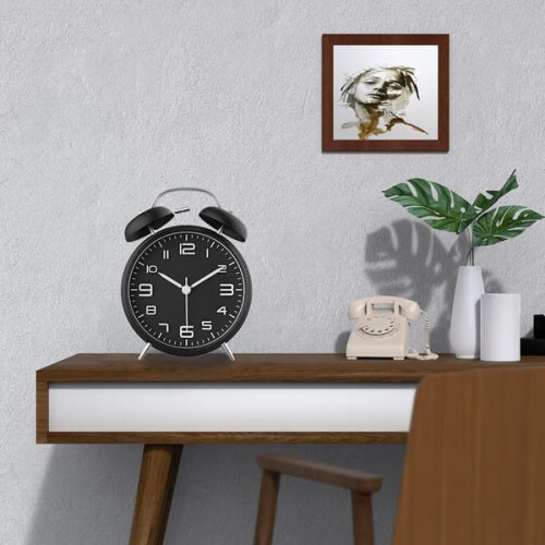 Analog Alarm Clock 4 Inch Dual Time with Night Light 1
