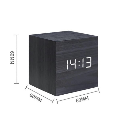 LED digital alarm clock wood-look white 1pc 2