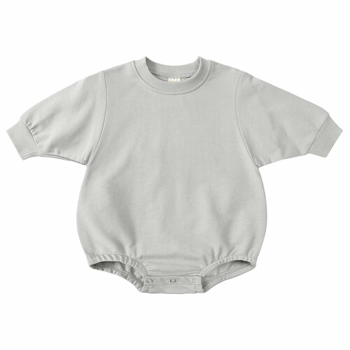 Body infantil cinza de manga comprida com botões