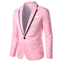 Blazer masculino amarelo liso, corte slim, com um botão.