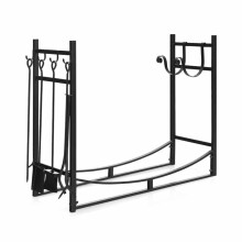 Fireplace Log Holder Black Heavy-Duty Metal 36 Inch