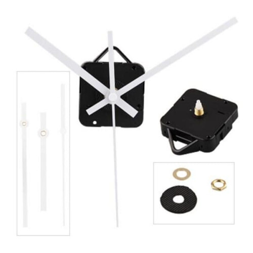 Quartz Wall Clock Motor Kit with Long Shaft and White Hands 1