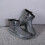 Women's gray combat boots PU leather waterproof ankle boots 6