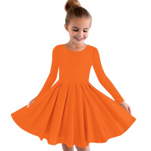 Meisjesjurk met lange mouwen, zwierig model, A-lijn, prinsessenstijl, oranje