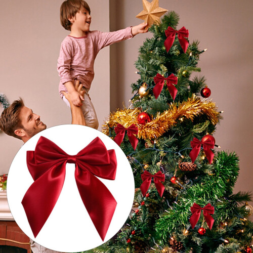 Velvet Christmas Tree Bows Rustic Style 6 Pack 1