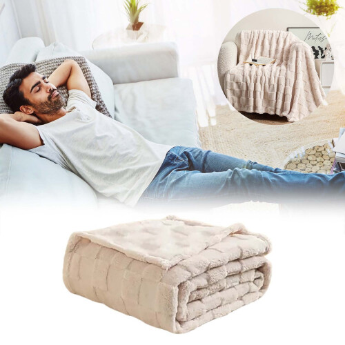Blanket Throw Beige Soft Fuzzy 30x40 Inch 1