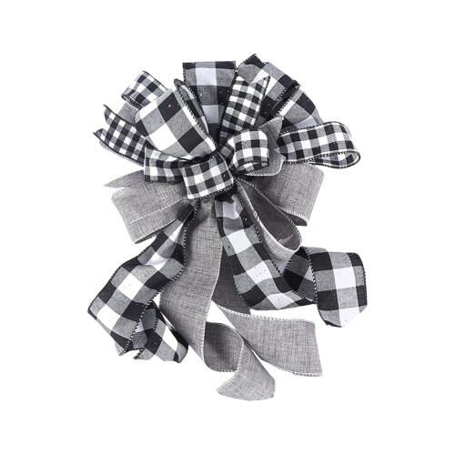Christmas bow black and white grid 12 pcs 1