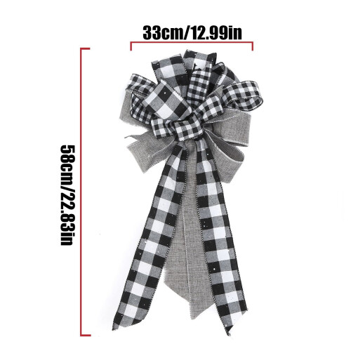 Christmas bow black and white grid 12 pcs 2