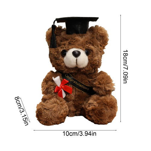 Graduation Bear Plush Doll Dark Brown 7.1 inch 2