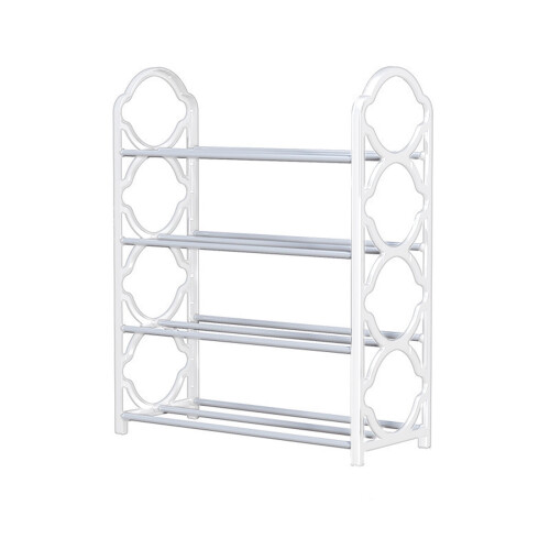 Metal Shoe Rack with Wheels White 3-Tier 1
