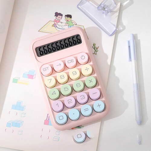 Einfacher Taschenrechner mit LCD-Display, 8-stellig, rosa 1