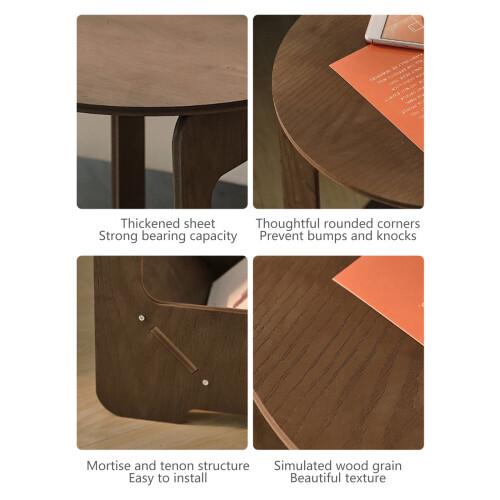 Night Stand Small Bedside Table Round Open Storage 2