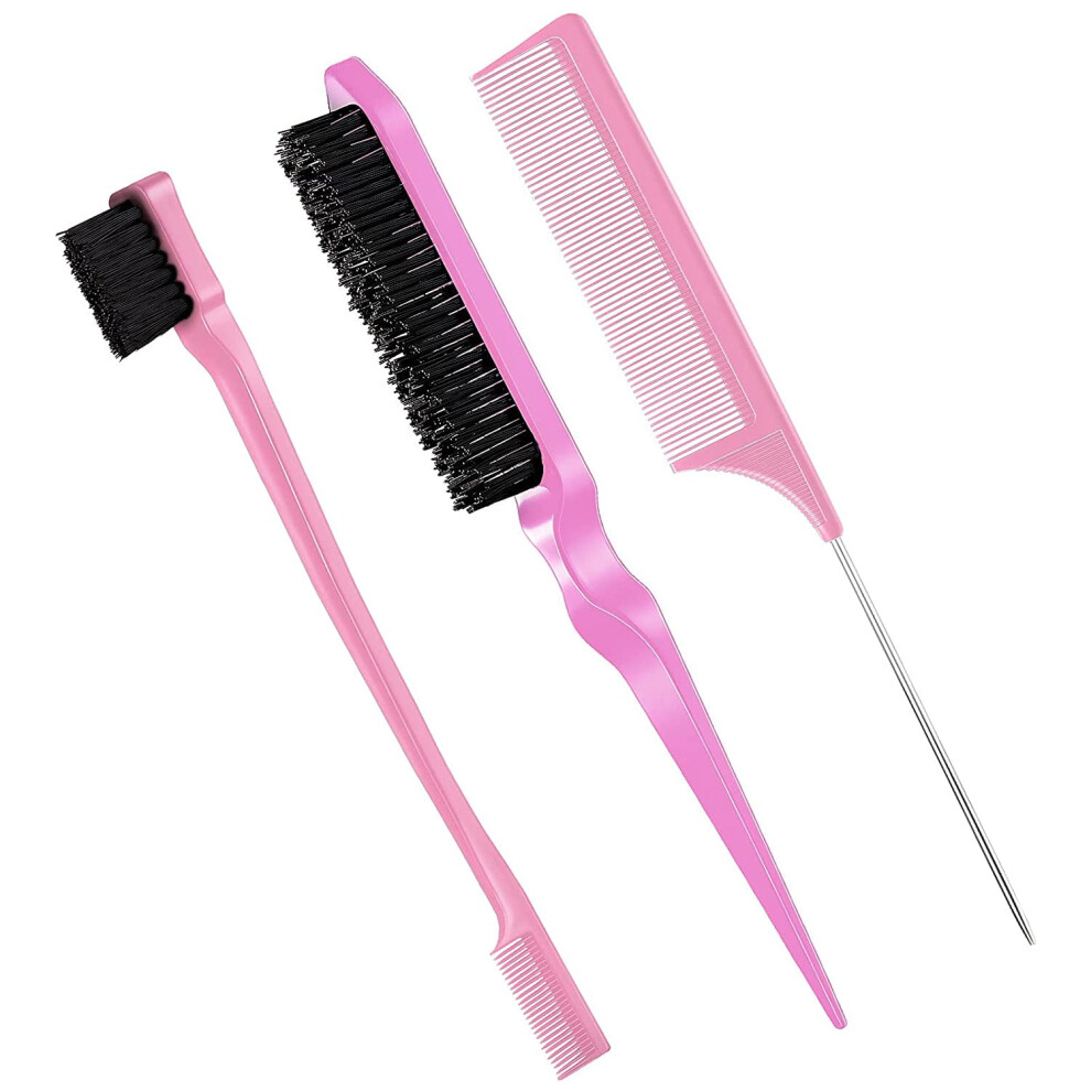 Slick Back Hair Brush Set Bristle Edge Control Teasing Comb
